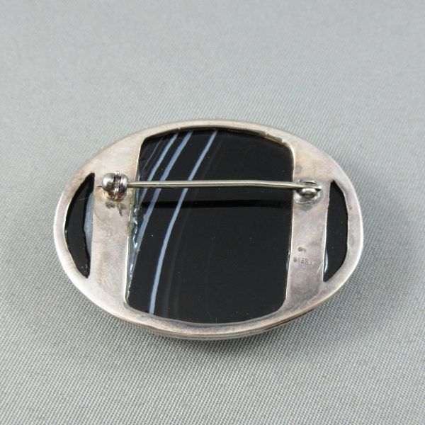 Onyx silver brooch - Image 4