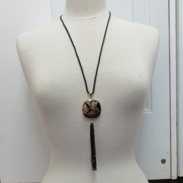 Pendentif émail cloisonné avec cordon noir – Image 4