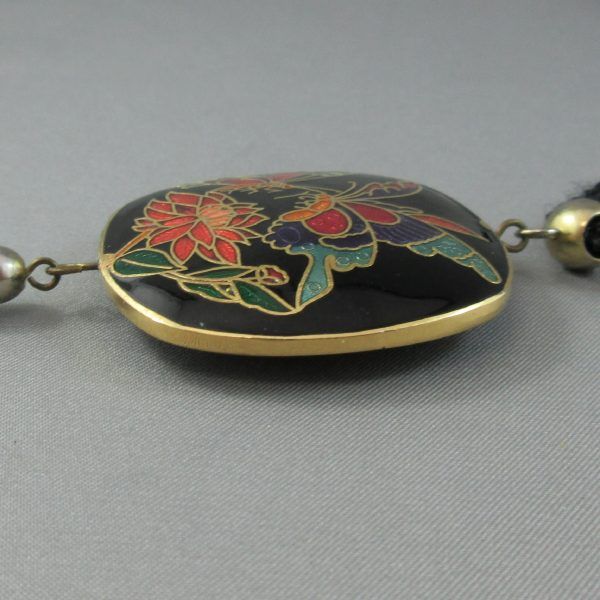 Pendentif émail cloisonné avec cordon noir – Image 3
