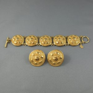 Bracelet et boucles d'oreilles, méta doré, Christian Dior