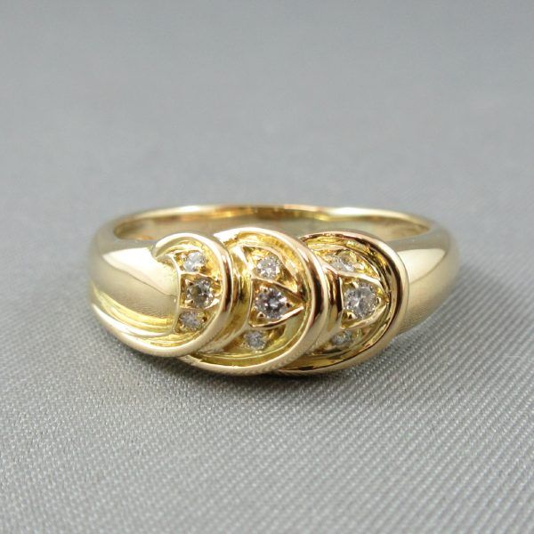 Bague, 9 diamants, 18K jaune – Image 4