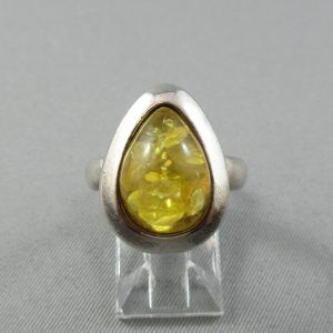 Amber, silver ring