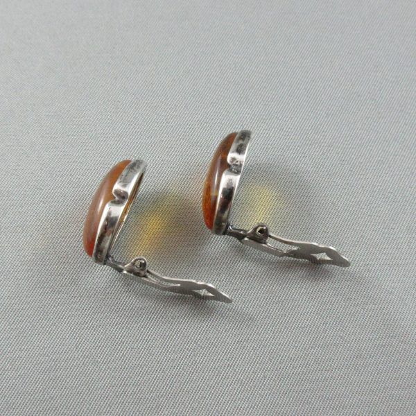 Amber, silver clip earrings - Image 4