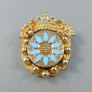 Broche, verre bleu clair, fantaisie