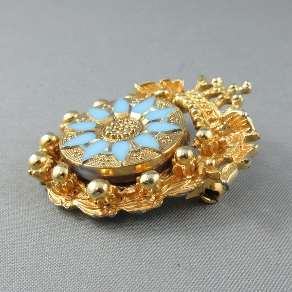Broche, verre bleu clair, fantaisie – Image 2