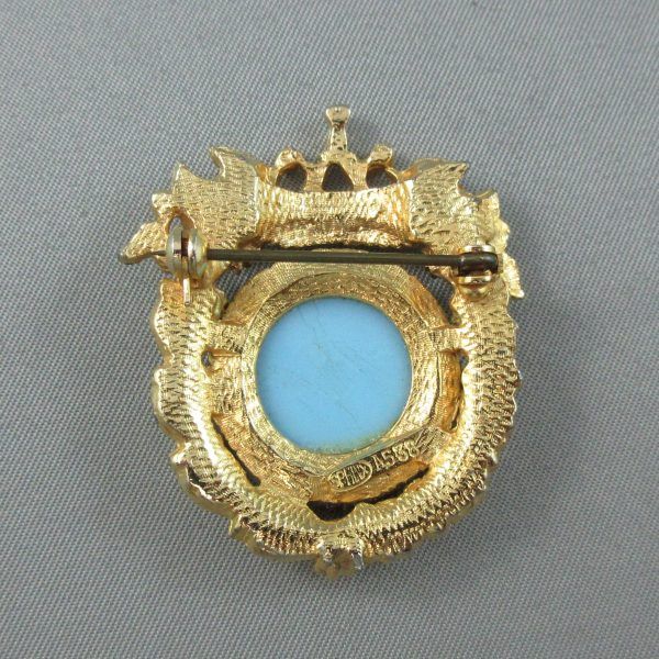 Broche, verre bleu clair, fantaisie – Image 3