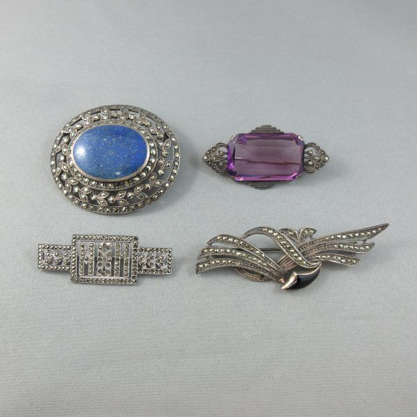 Marcasites, 4 silver brooches