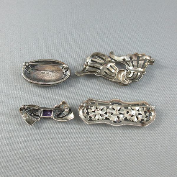 Marcasites, 4 silver brooches - Image 2
