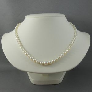 Akoya pearls, 10K white gold necklace