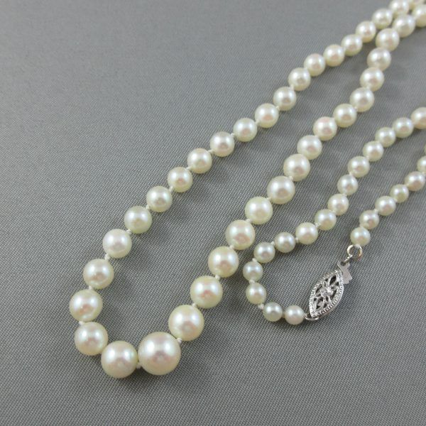 Collier, perles Akoya, 10K blanc – Image 4